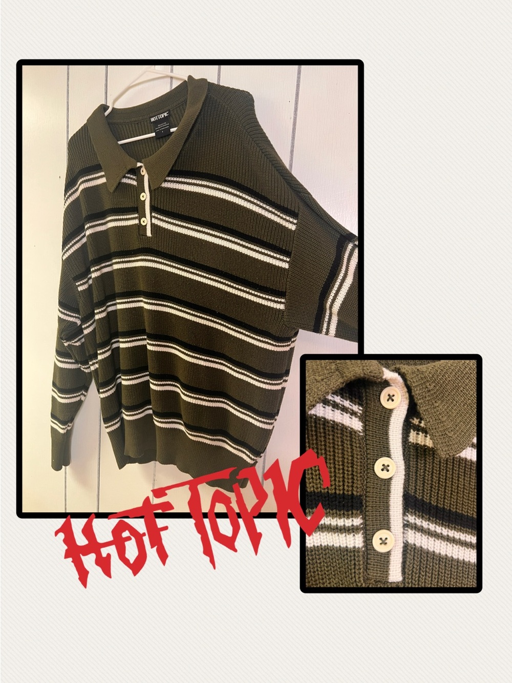 Hot Topic Olive Green Ribbed Knit Sweater Plus Size 1
